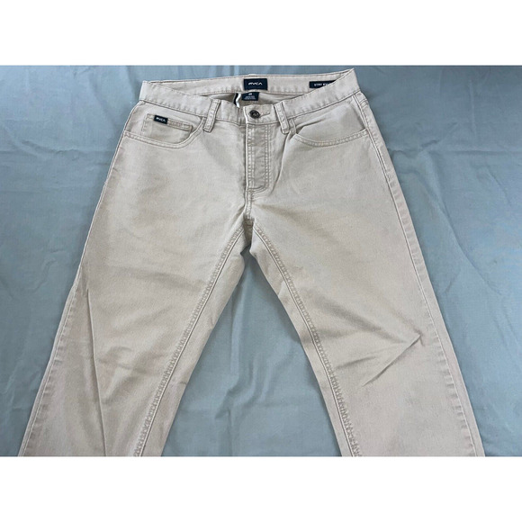 RVCA 5-Pocket Stretch Button Fly Jean Style Stay RVCA Pant. Beige, 29X28. GUC!! - Picture 5 of 9